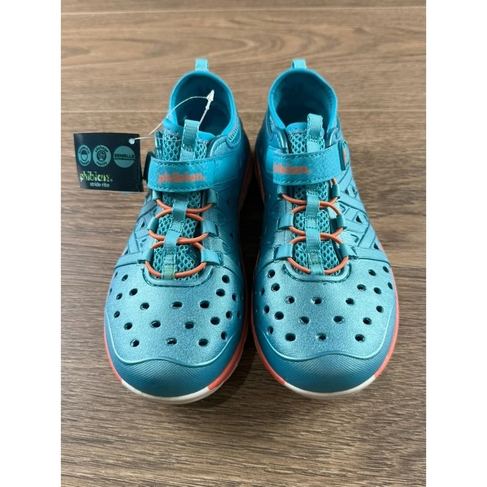 Stride Rite Phibian Kids Teal Orange Water Shoes Sneaker Sandal Machine Washable